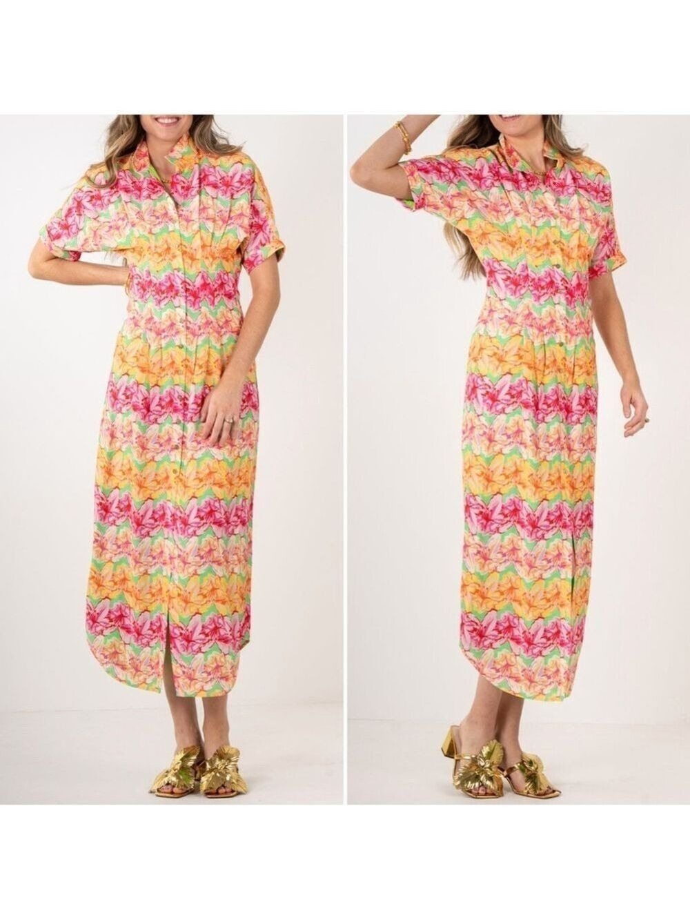 Emily Mccarthy The Georgia Dress In Azalea Multicolor Floral Women's Medium